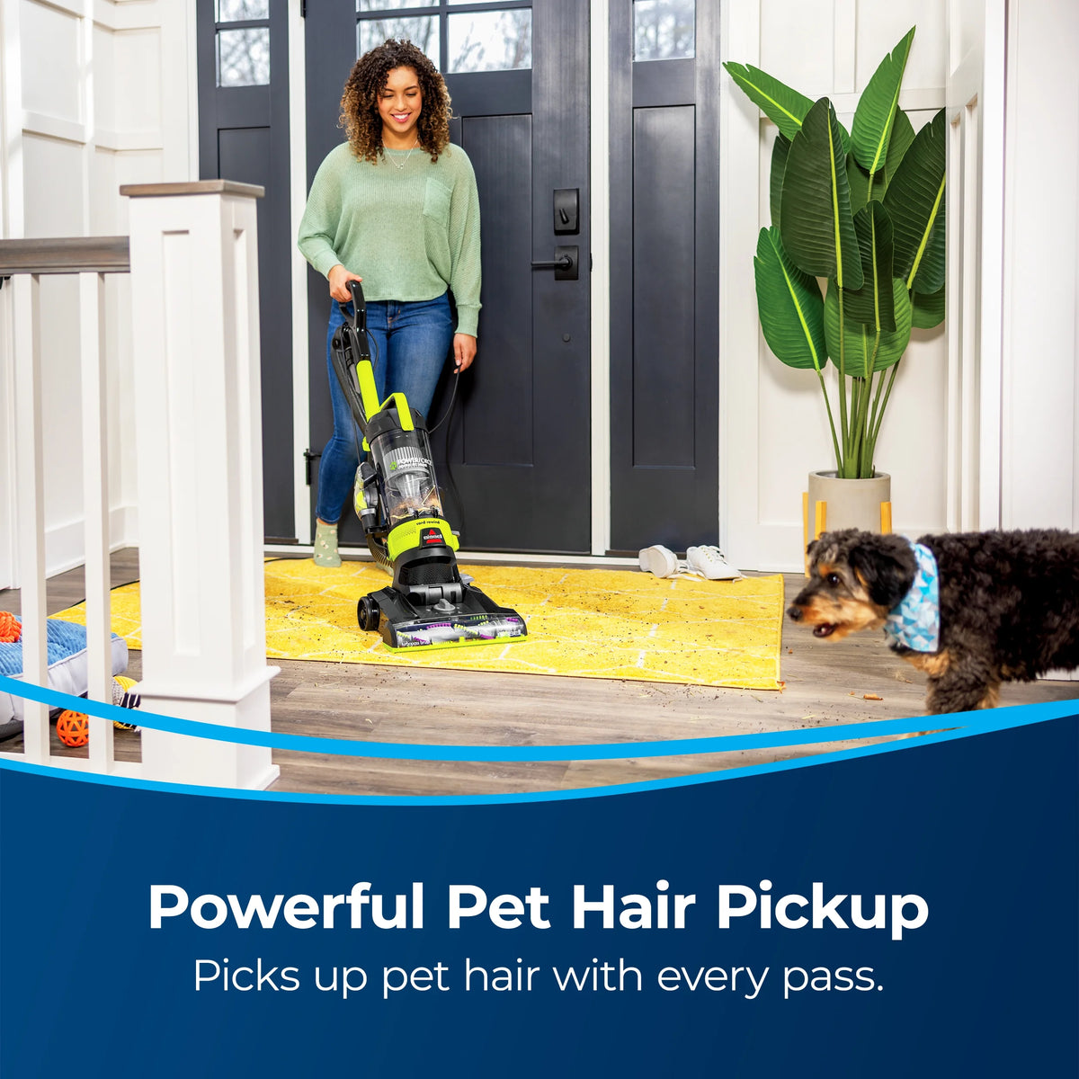 BISSELL Bagless Upright Vacuum, PowerForce Helix Rewind, Pet Deluxe, Live Extension Wand, ScatterFree Tech, Pet TurboBrush, Dusting Brush, Crevice Tool, XL Dust Cup, and Corded Rewind, 3335, Green
