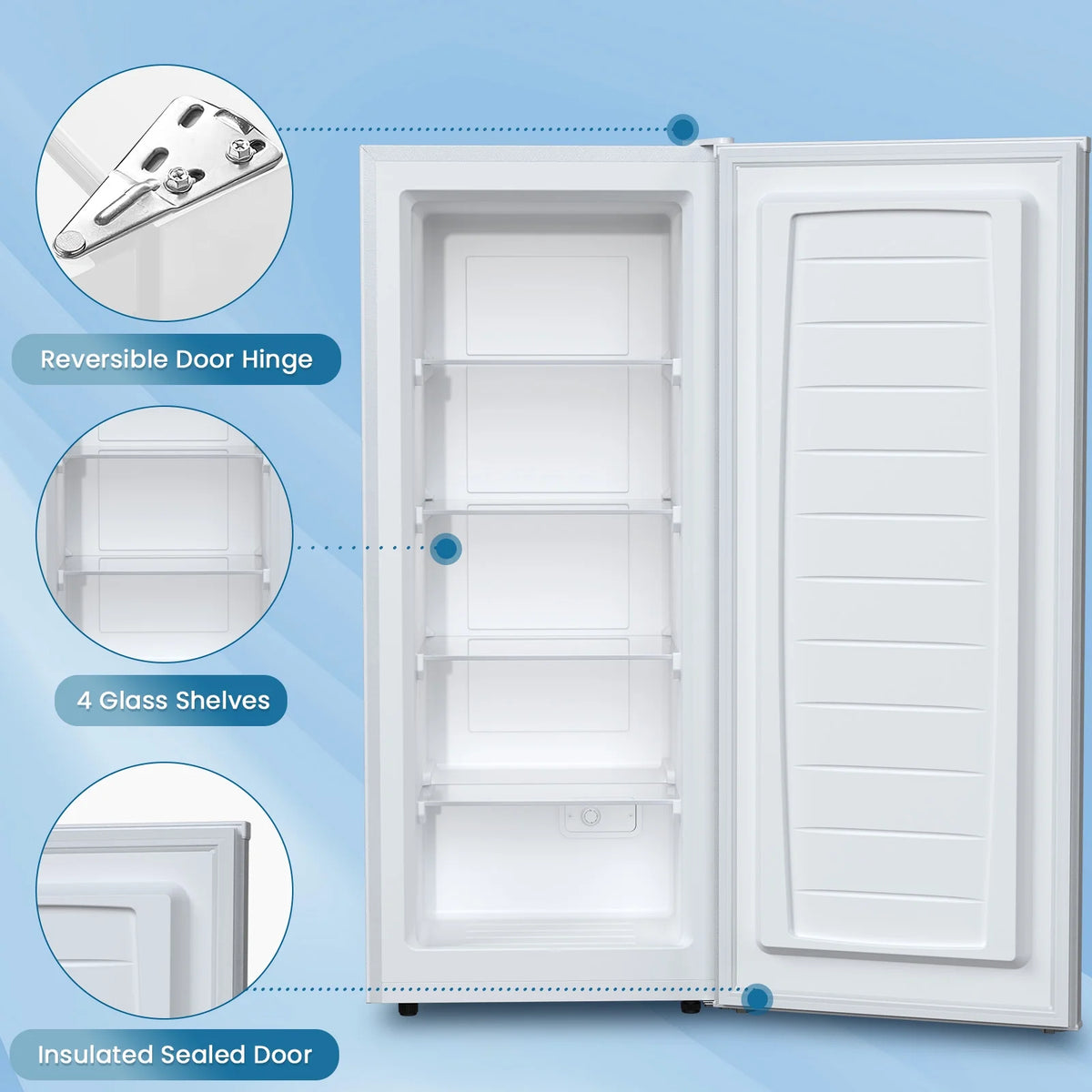 KNDKO 5.9 Cu.ft Upright Freezer, Mini Stand up Freezer with Adjustable Thermostat for Home/Office/Dorms/Apartment