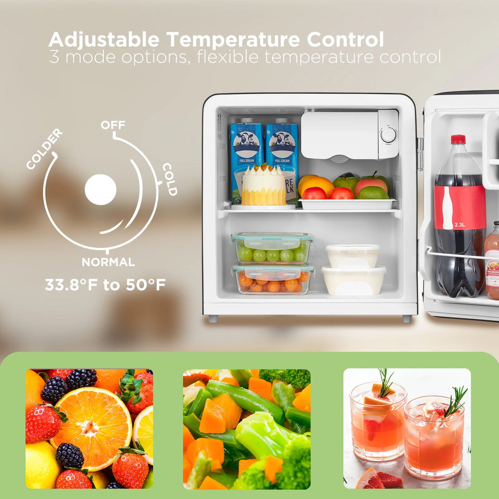 Comfee' 1.7 Cu.Ft Mini Fridge, Compact Retro Refrigerator, Energy Saving, Low Noise, Adjustable Thermostat, Single Door Small Fridge with Chiller Box for Bedroom, Office