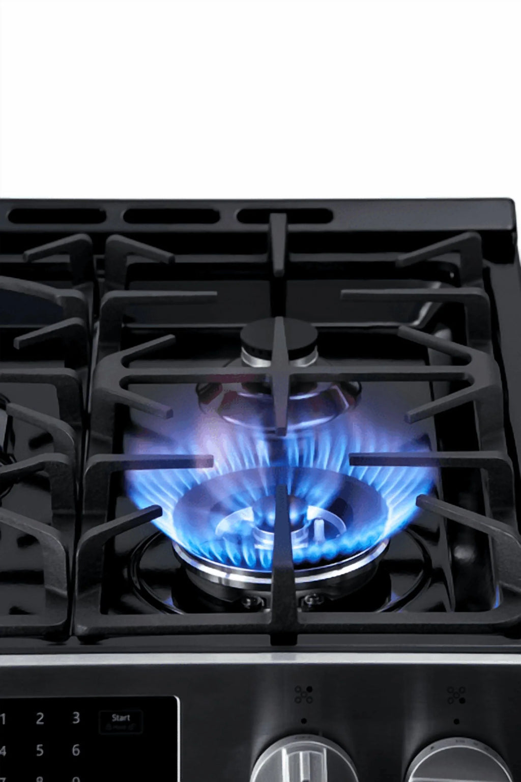 Kenmore 22-76853 5.6 cu. ft. Front-Control 5 Burner True Convection Gas Range with Oven, Large Window, Three Oven Racks, Dishwasher Safe Cast Iron Grates