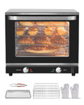 KFFKFF Professional Counter-Top Oven, 66L 4-Level Roasting Oven, 2800W Electrical Cooking Oven with Reinforced Glass Door, Wire Shelves, Clip Tray, Gloves, Stainless Steel Industrial Oven