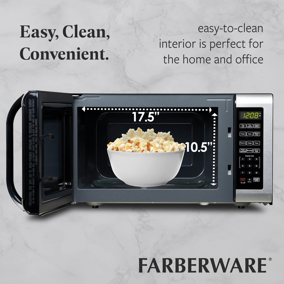 Farberware Countertop Microwave Ov 1100 Watts, 2.2 cu ft - Smart Sensor With LED Lighting and Child Lock - Perfect for Apartments and Dorms - Easy Clean Black Interior, Stainless Steel