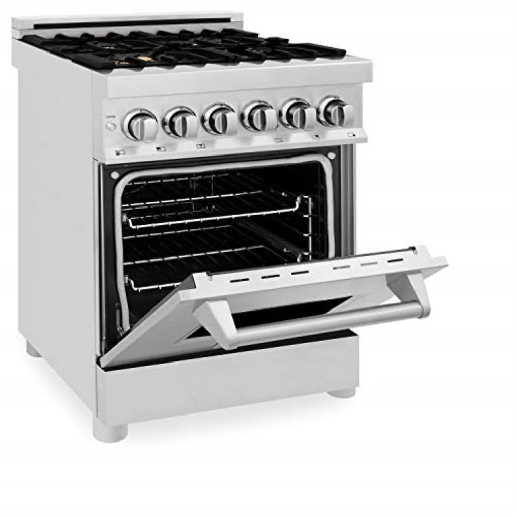 ZLINE 24 In. 2.8 Cu. Ft. Professional Dual Fuel Range In Stainless Steel With Brass Burners (RA-BR-24)