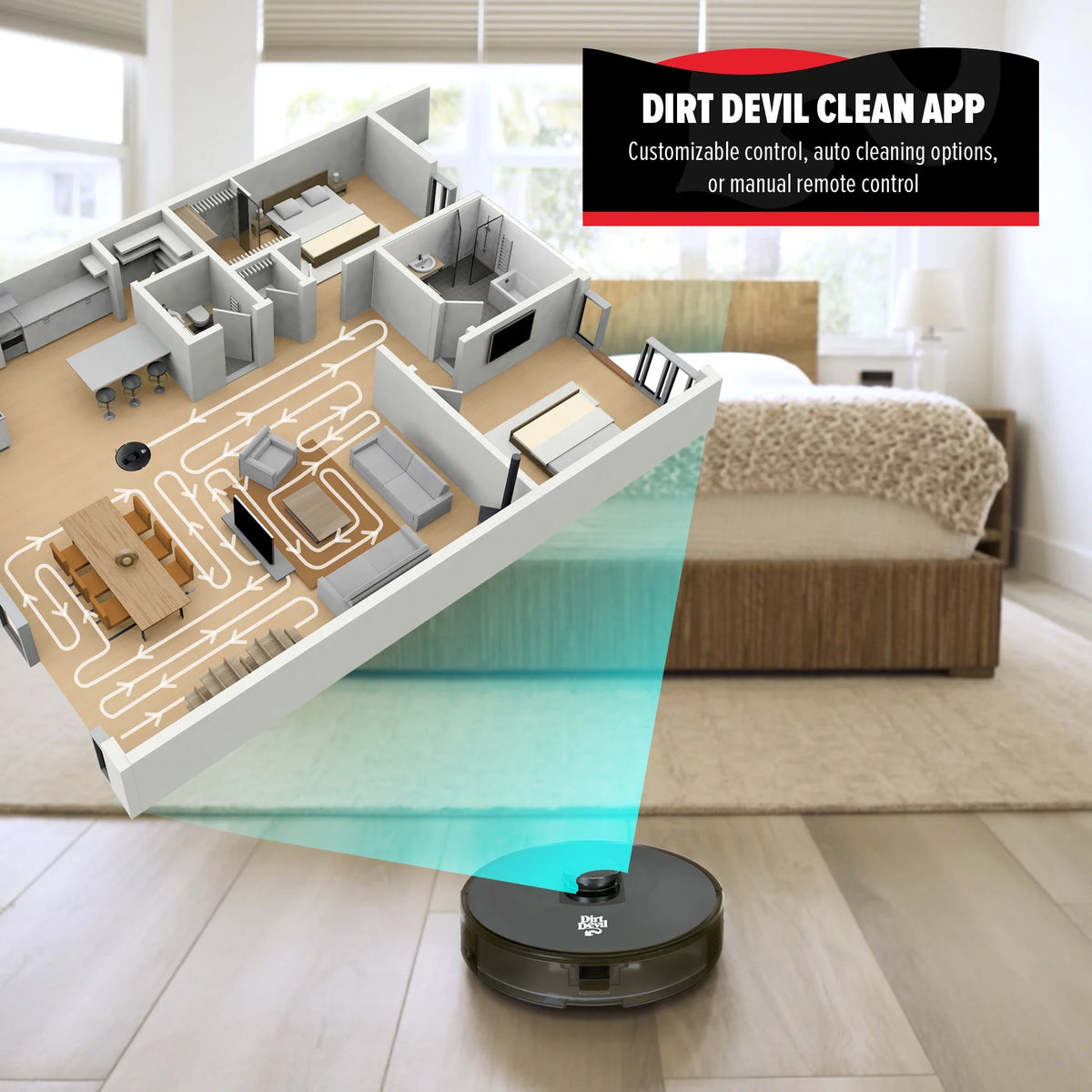 Dirt Devil EV3420 Robot Vacuum Wi-Fi Compatible, Auto-Docking, Smart 360 LIDAR Navigation
