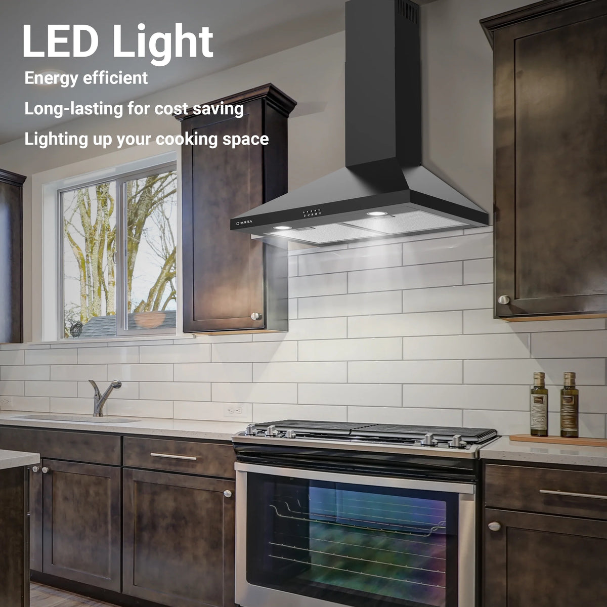 CIARRA Black Range Hood 30 inch Wall Mount Vent Hood Ductless Ducted Convertible CAB206P75