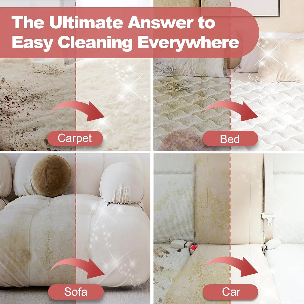 Aeitto 12Kpa Portable Furniture Water Extractor - Odor/Stain Removal, Ideal for Sofa, Carpet, Car, Pet Messes