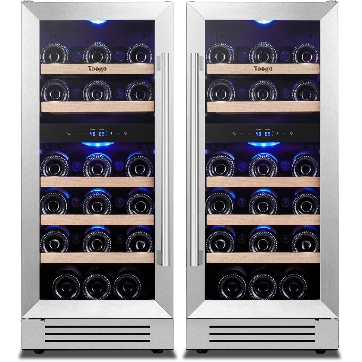 Yeego 30" Wine and Beverage Refrigerator,Two 15" Wine and Beverage Cooler Under Counter or Freestanding, Hold 33 Bottles and 80 Cans(Two Pack)