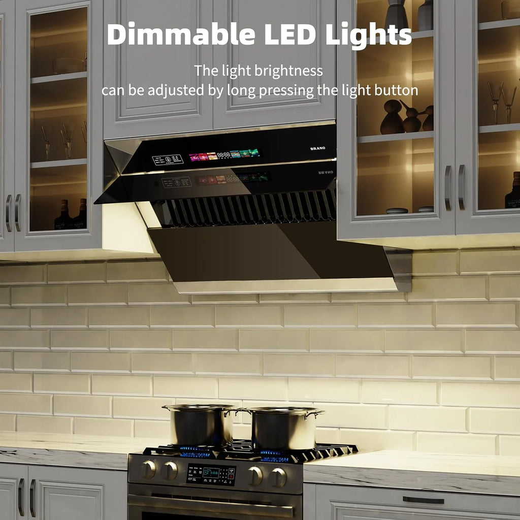 Range Hood 30 inch with 900CFM, Voice/Gesture Sensing/Touch Control Panel, Unique Side-Draft Design for Under Cabinet Modern Kitchen Hood, Ducted/Ductless Convertible