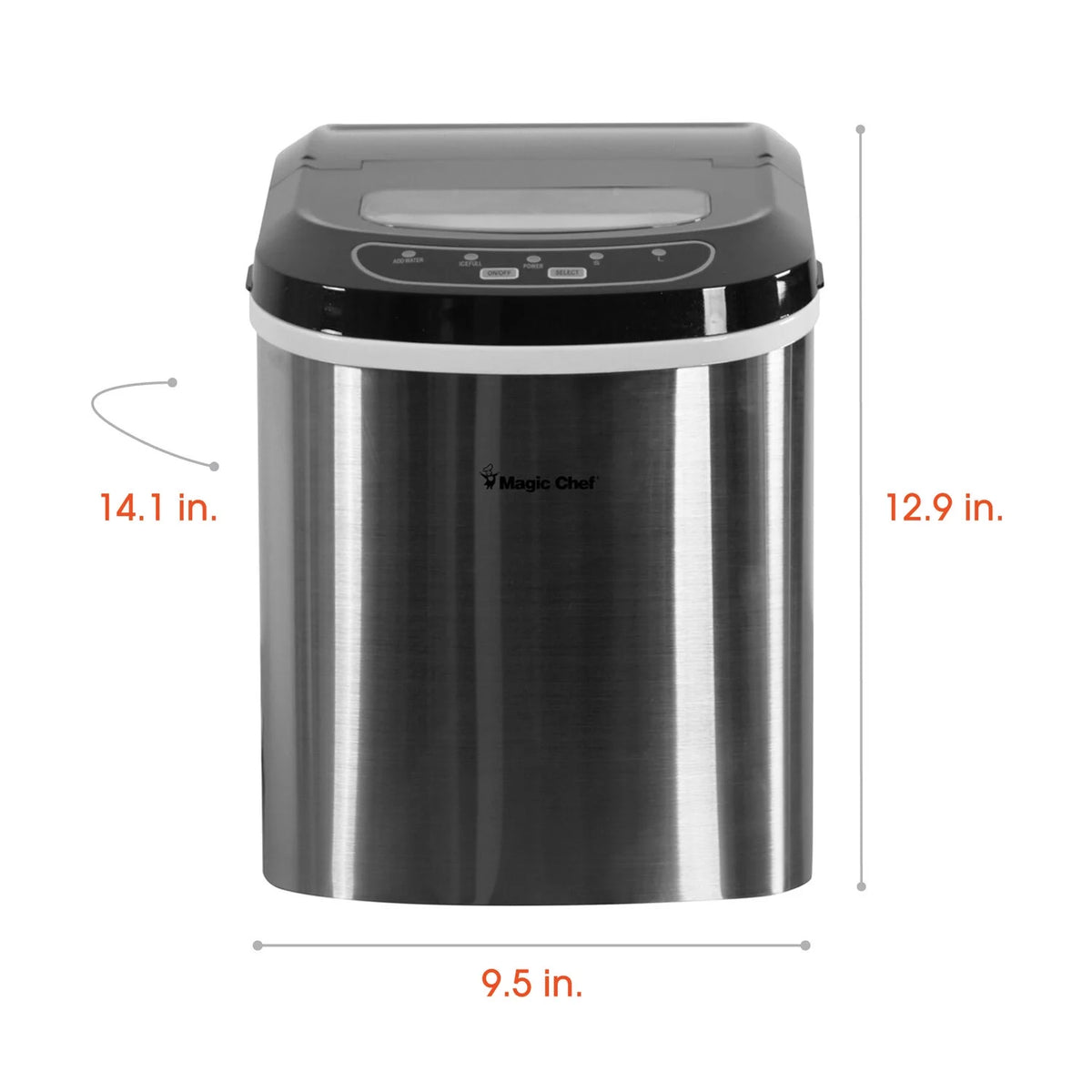 Magic Chef 27 lb Capacity Portable Countertop Ice Maker, Stainless Steel (Bullet Ice)