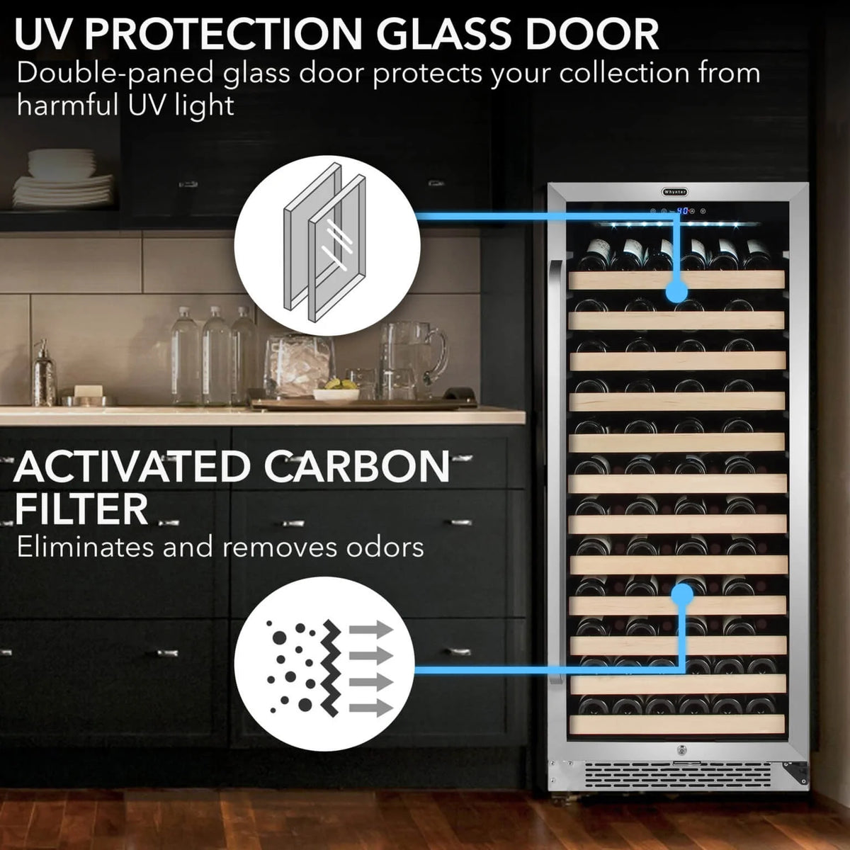Whynter 24 inch Wine Cooler Refrigerator, 54 Bottle Wine Fridge with Stainless Steel Glass Door