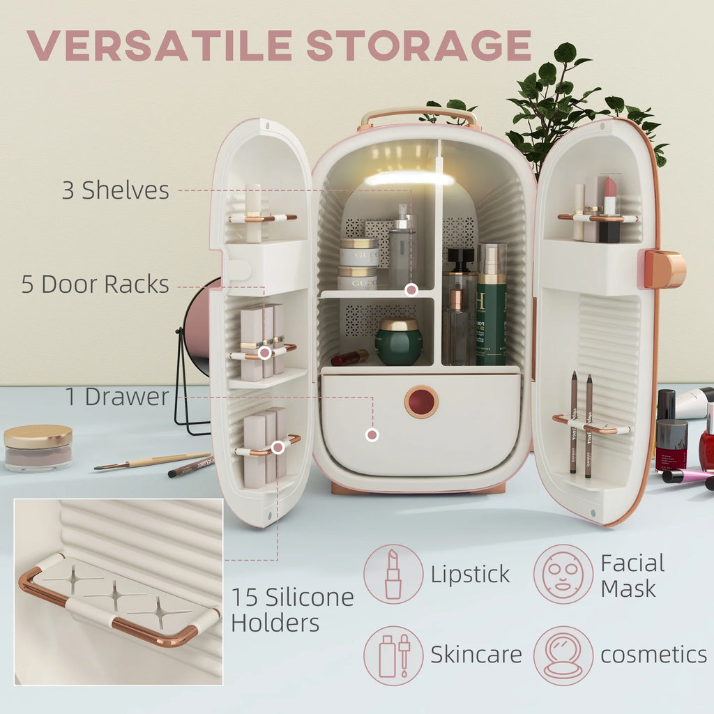 HOMCOM Portable Skincare Fridge with LED Display, 12L Mini Fridge for Beauty, Makeup and Cosmetics