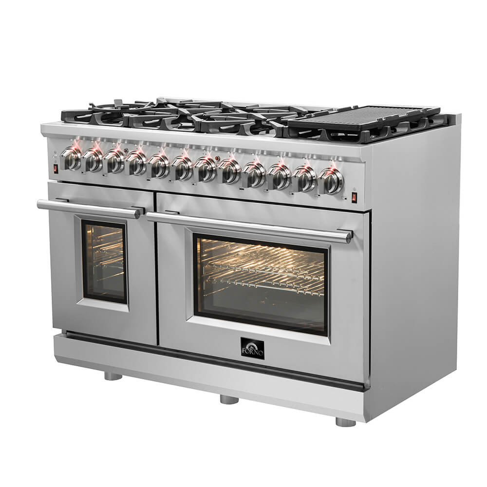 Forno FFSGS612548 48 inch Cossato Stainless Duel Fuel Electric Oven & Gas Surface Range