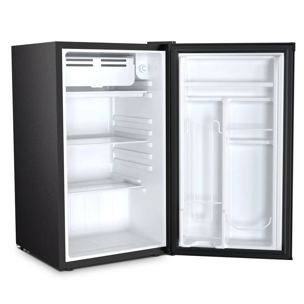 WAA 3.2 Cu.Ft Mini Fridge with Freezer,Single Reversible Door Compact Refrigerator,Adjustable Thermostat,2 Removable Shelves,Small Dorm Fridge for Bedroom,Office,Kitchen,Dorm,Black
