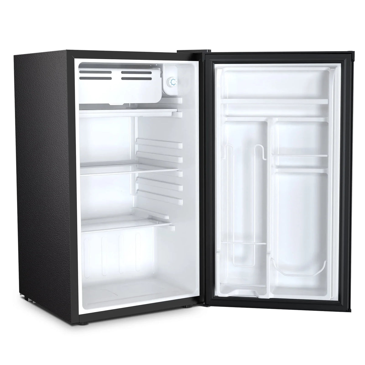 WAA 3.2 Cu.Ft Mini Fridge with Freezer,Single Reversible Door Compact Refrigerator,Adjustable Thermostat,2 Removable Shelves,Small Dorm Fridge for Bedroom,Office,Kitchen,Dorm,Black