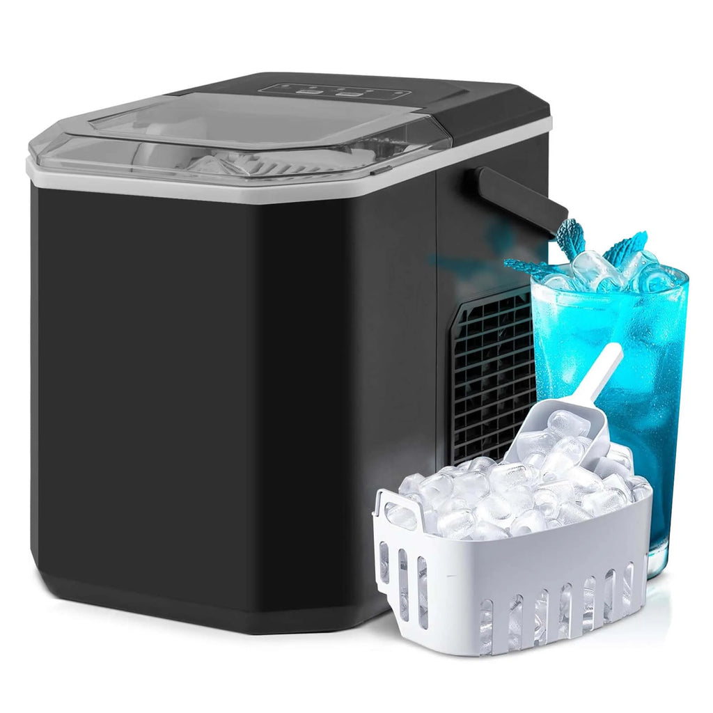 Costway Countertop Ice Maker Portable Ice Making Machine 6-13 Mins 9 Ice 26.5 lbs/24 Hrs Black