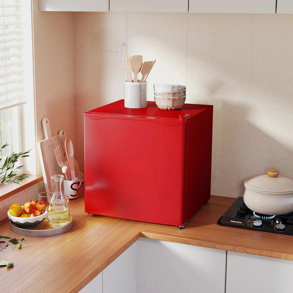 Resenkos 1.1 Cu.Ft Countertop Mini Freezer, Compact Upright Freezer with Removable Shelves, Red