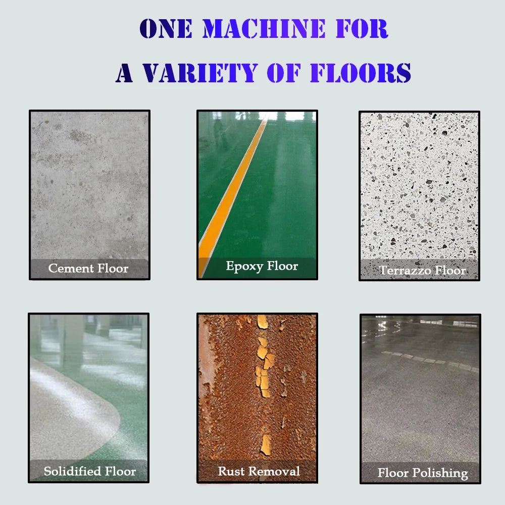 Concrete Grinding Polishing Machine Epoxy Floor Grinder Sander 220V with Vacuum Dust-free