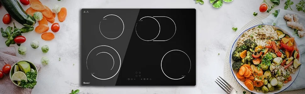 GIONIEN Electric Cooktop 30 Inch Ceramic Cooktop 4 Burners, 220V~240V Flexi Zone