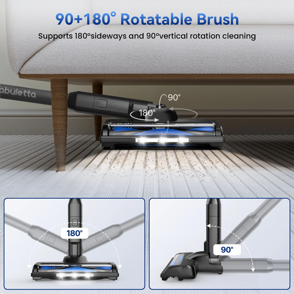 Lazyswan Cordless Vacuum Cleaner 35KPA Self-Standing Stick Vacuum 50min 400W Vac for Home Pet Hair Car Carpet Hardwood Floor, Black