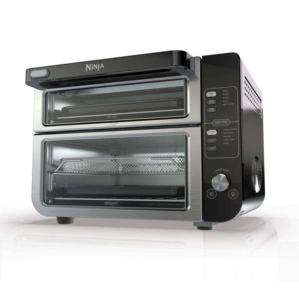 Ninja 10-in-1 Air Fryer, Double Door Toaster Oven with FlexDoor, FlavorSeal & Smart Finish, Rapid Top Convection and Air Fry Bottom, Bake, Toast, Air Fry, Pizza and More, Stainless Steel, DCT400