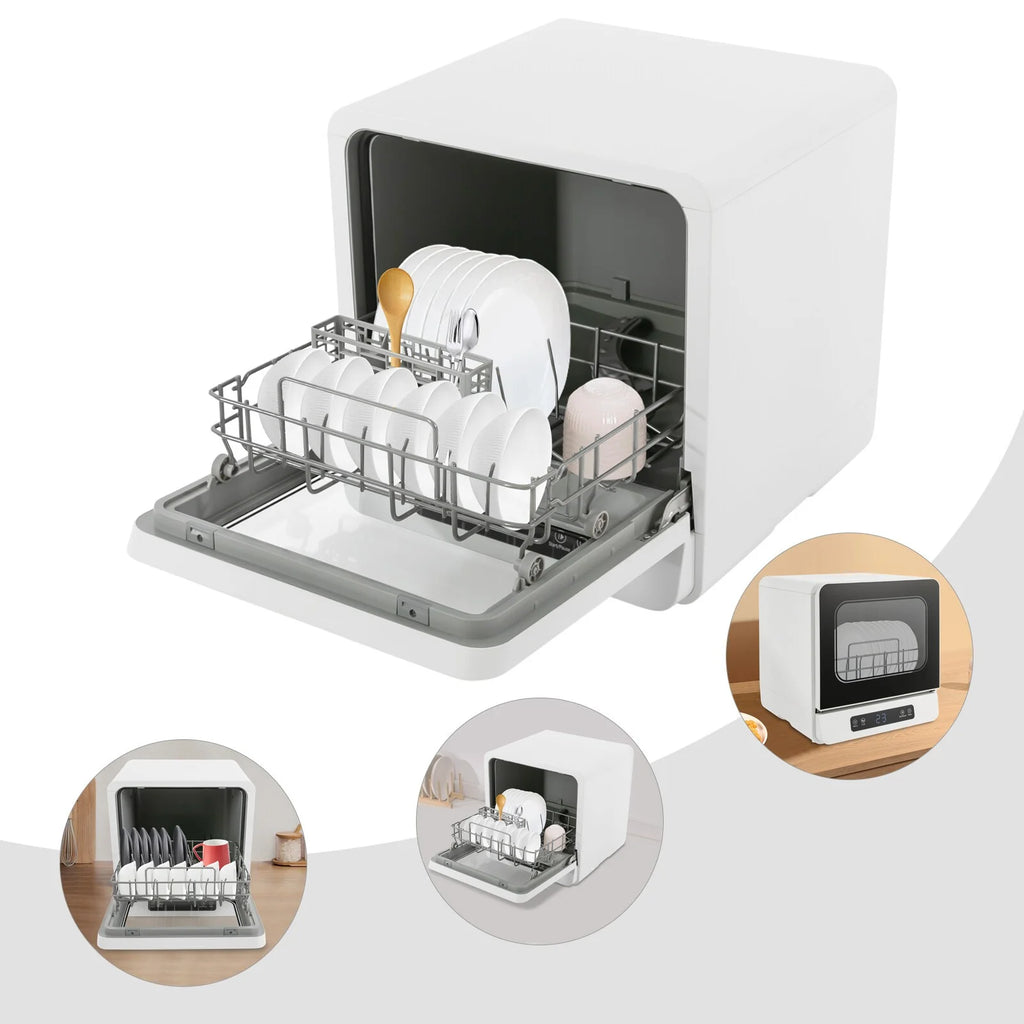 TFCFL Portable Dishwasher Electric Compact Countertop Dishes Dryer Washing Machine Touch Control
