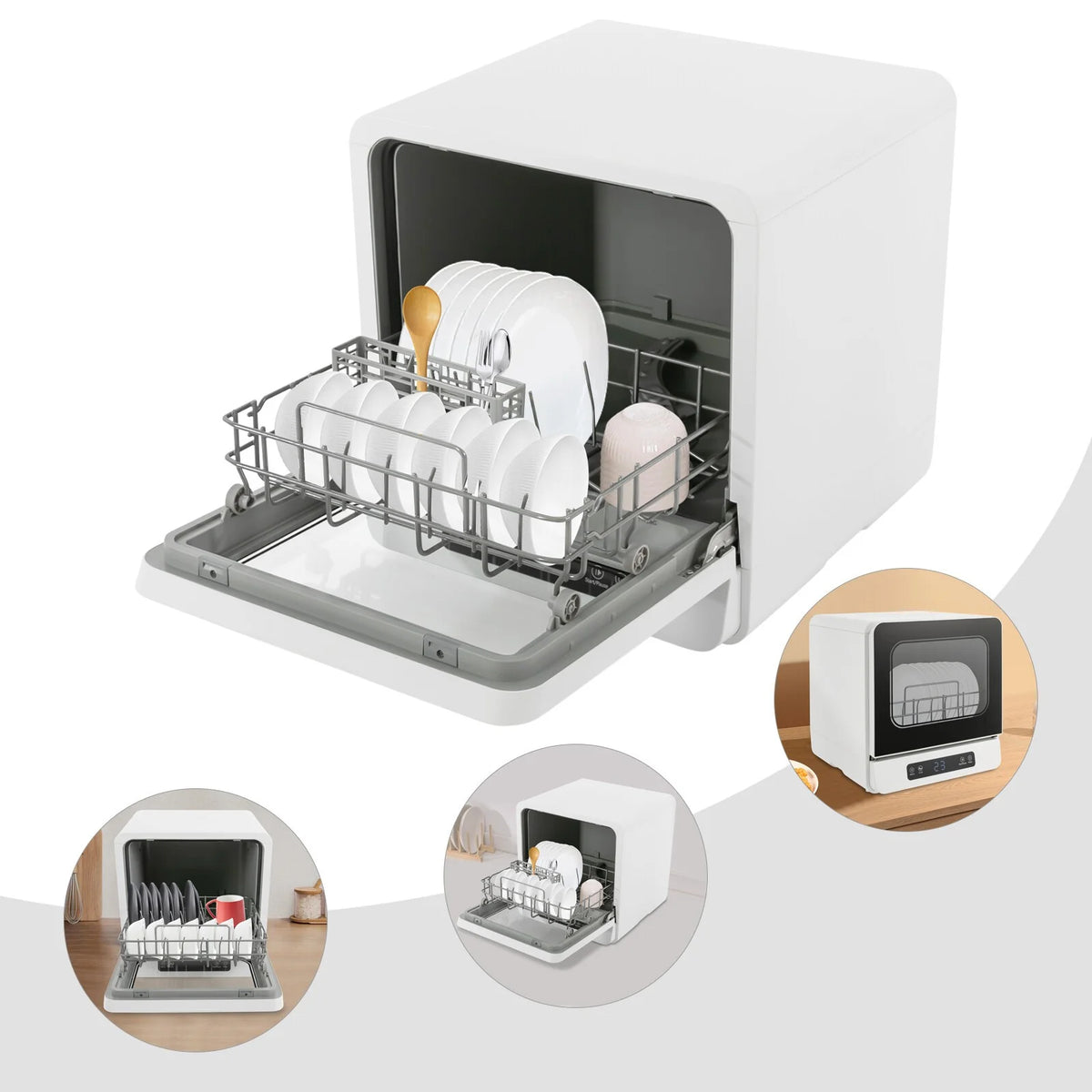 TFCFL Portable Dishwasher Electric Compact Countertop Dishes Dryer Washing Machine Touch Control