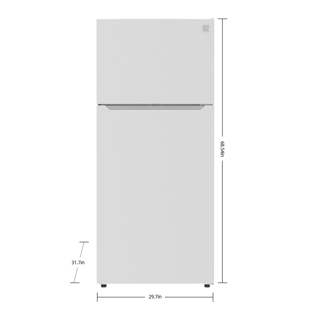 Kenmore 30" 20.2 Cu. ft. Capacity Standard Refrigerator with Top Freezer, Adjustable Shelves, White