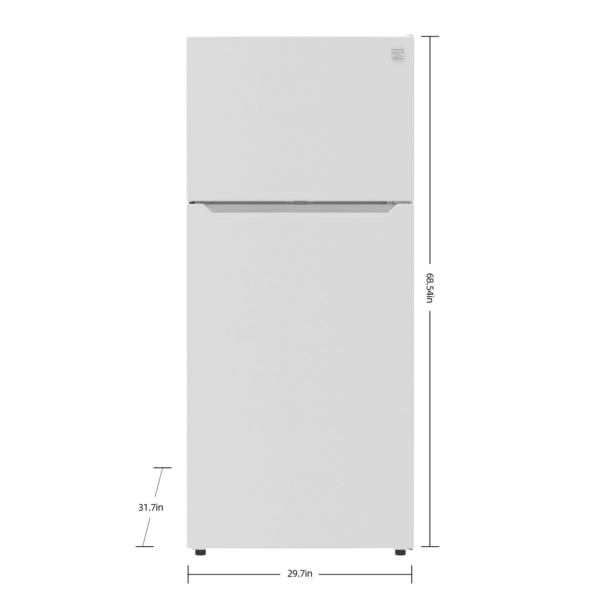 Kenmore 30" 20.2 Cu. ft. Capacity Standard Refrigerator with Top Freezer, Adjustable Shelves, White