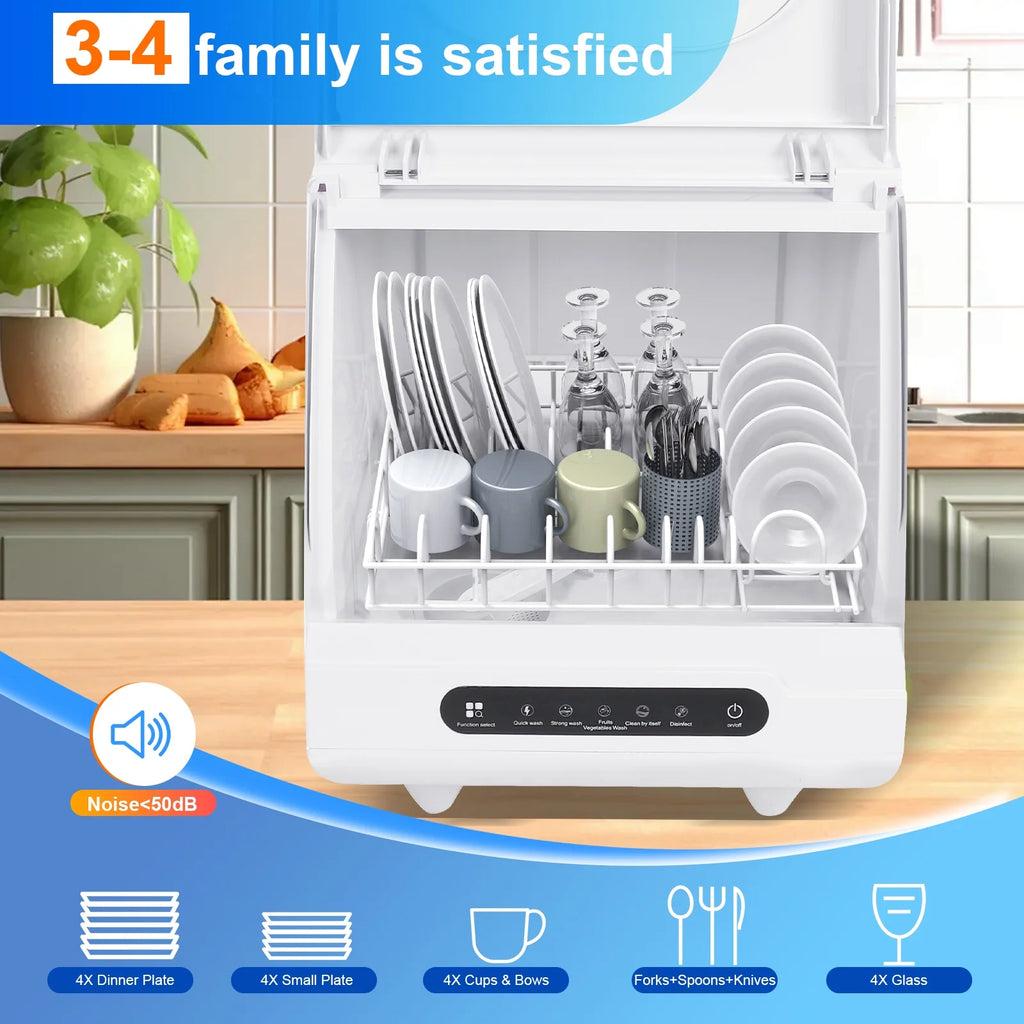 Portable Countertop Dishwasher, 5 Washing Programs and High Temperature ,White