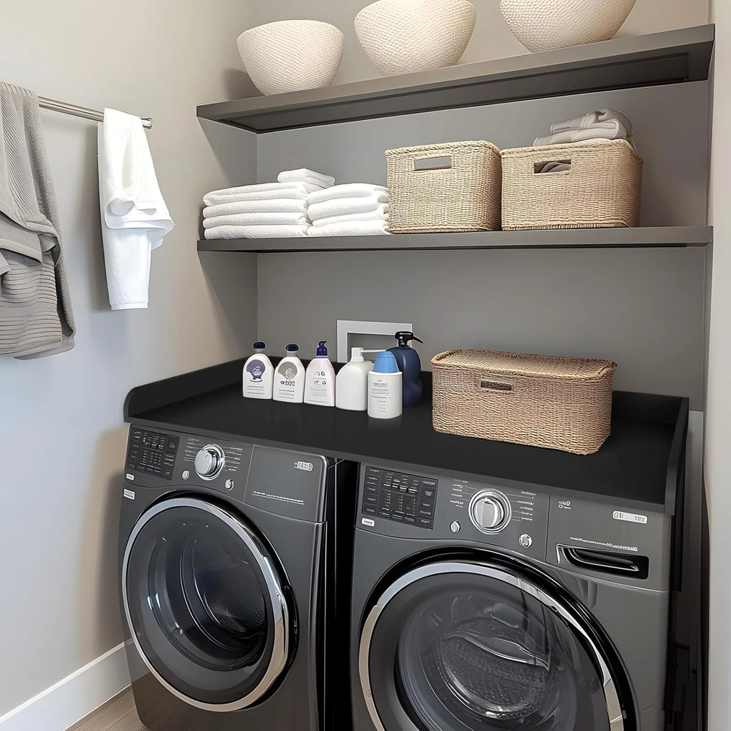 Kaboon Melamine Washer Dryer Countertop with Edge Rails �C Laundry Room Organization