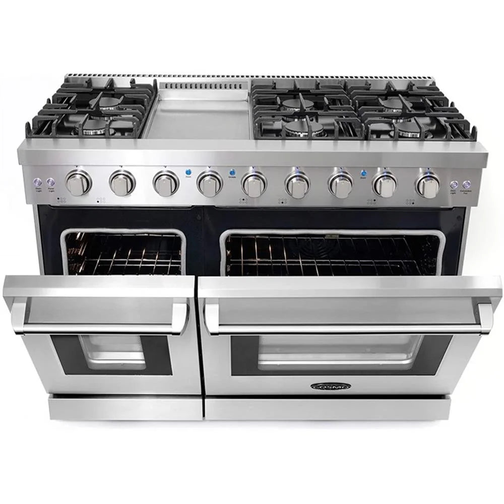 Cosmo 48" Double Oven Gas Range & Dishwasher & French Door Refrigerator Set