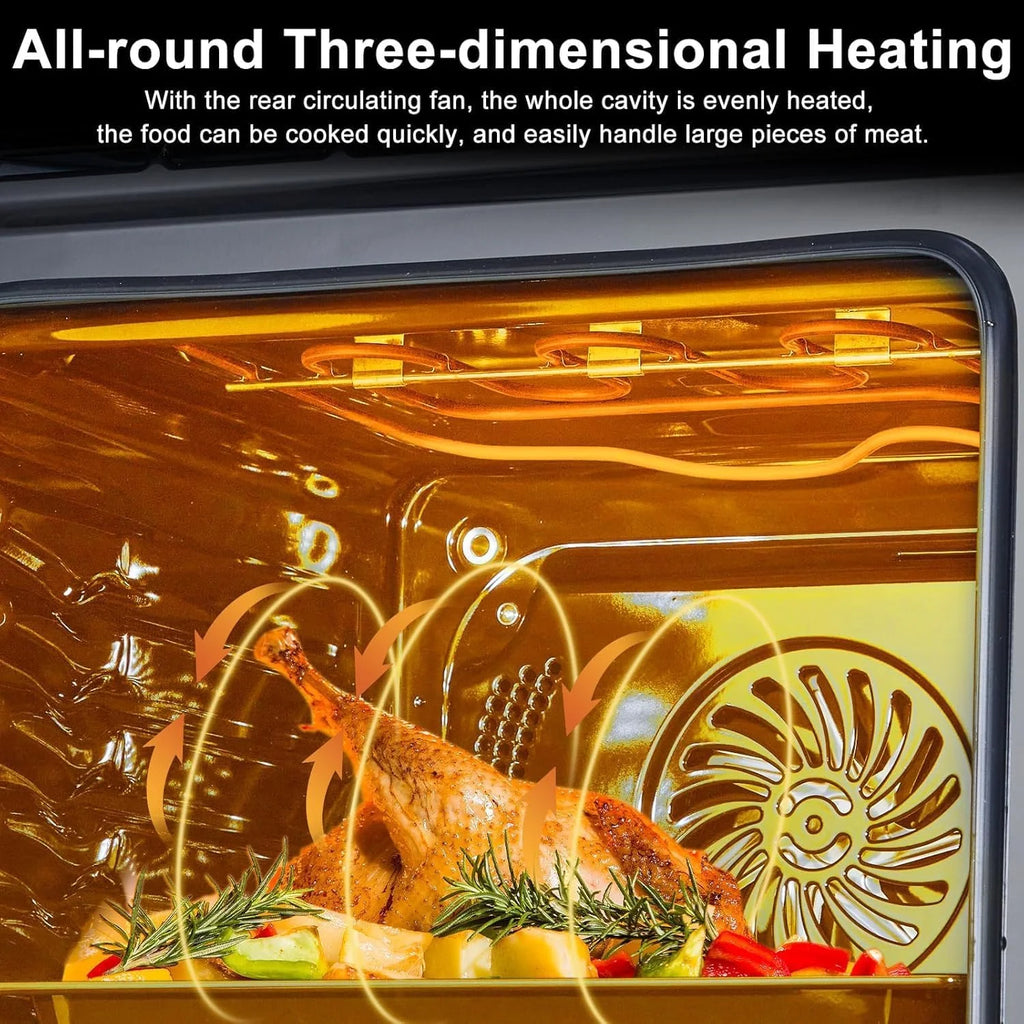 24" Built-in Electric Single Wall Oven, 2.47 Cu. Ft. Convection Wall Oven in Stainless Steel 3000W with 8 Baking Modes & 108 Automatic Recipes, Colorful LED Screen