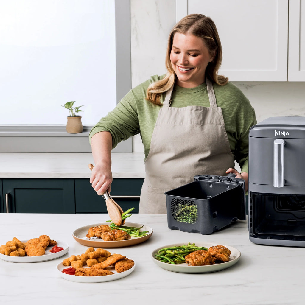 Ninja DoubleStack XL 2-Basket Air Fryer, DoubleStack Technology Cooks 4 Foods at Once, Space Saving Design, 10 QT, 4-in-1, Smart Finish & Match Cook, SL400