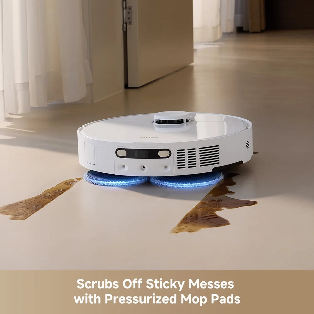 MOVA Robot P10 Pro Ultra Vacuum and Mop,  13,000Pa Suction 140°F Hot Water Auto Mop Washing & Drying, Dual Spinning Extenable Mop,10.5mm Lifting for Carpet, 360°Obstacle Avoidance, App Control