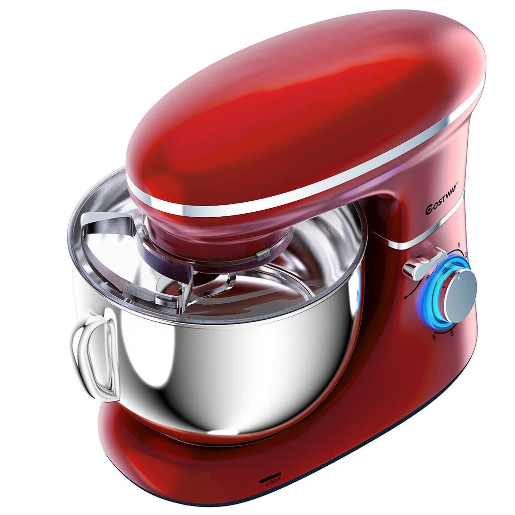Costway 6.3 QT Tilt-Head Food Stand Mixer 6 Speed 660W wIth Dough Hook, Whisk & Beater Black