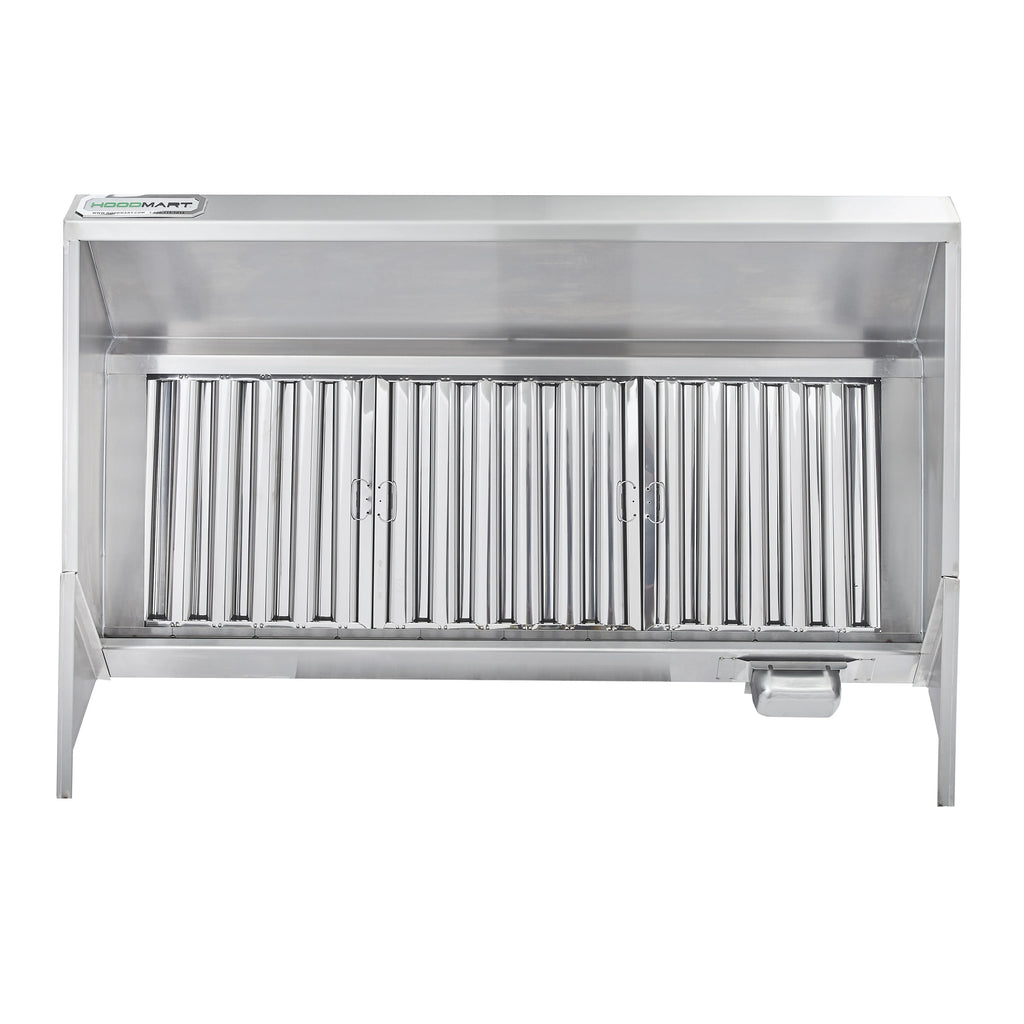 HOODMART 4�� Concession Trailer Hood for Food Truck | UL and NSF Listed | Commercial Range Hood with Baffle Style Filters and Grease Cup | Stainless Steel Kitchen Equipment
