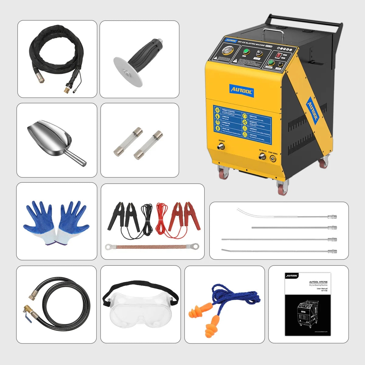 AUTOOL Automotive Dry Ice Cleaning Machine Car Engine Throttle Carbon Deposit Cleaner Exhaust Pipe Pressure Washer 110V/220V Dry Ice Blasting Clean Machine for All Cars, HTS705