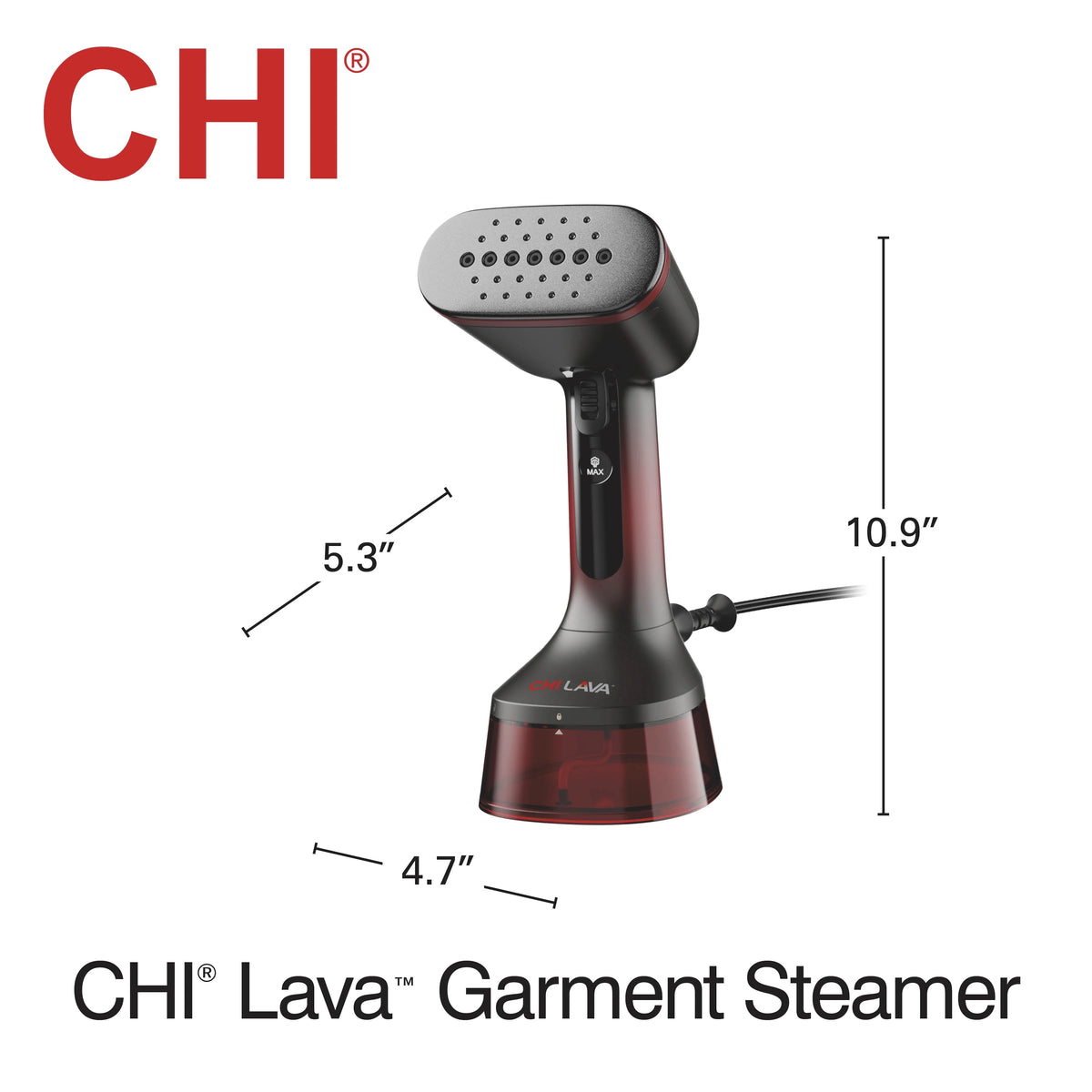 CHI LAVA Ceramic Plate Garment Steamer for Clothes with Fabric Brush, 2 Steam Modes, 1600 Watts, Red