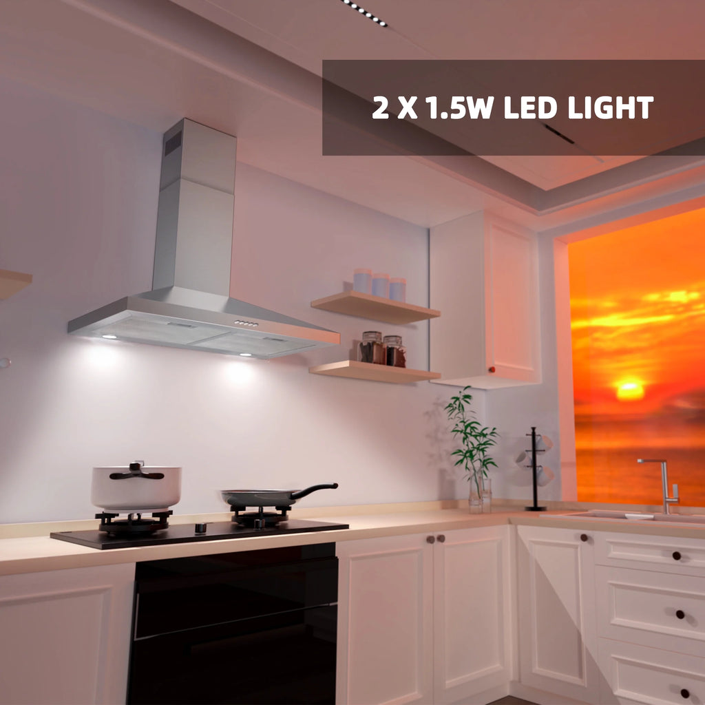 FIREGAS 30 Inch Wall Mount Range Hood, 450 CFM Ducted/Ductless Convertible Kitchen Vent Hood