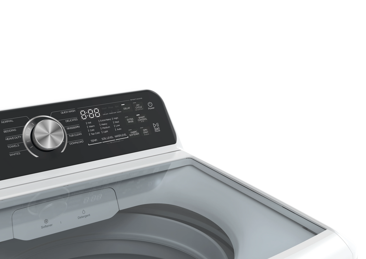 MIDEA 4.5 Cu Ft Smart Top Load Wave-Impeller Washing Machine with Stainless Steel Tub, White