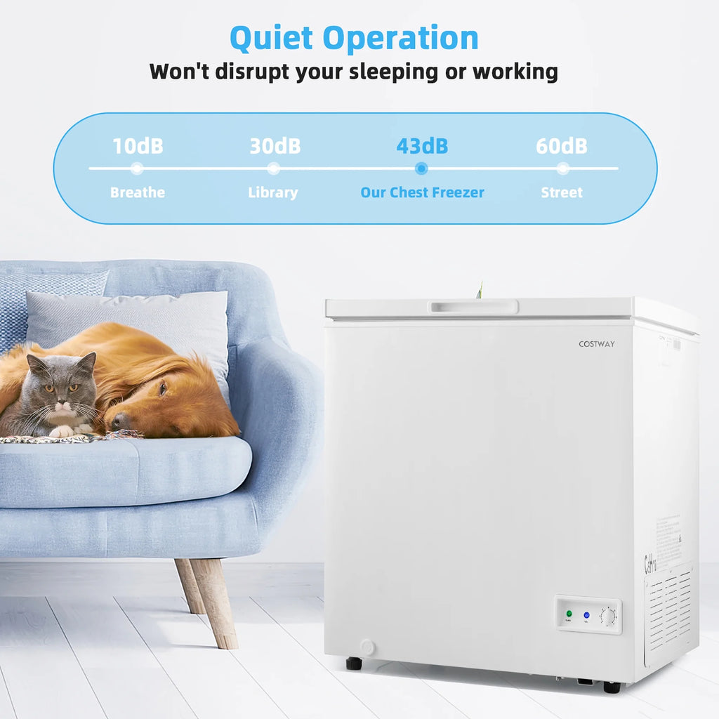 Costway 5 Cubic Feet Chest Freezer w/Removable Storage Basket Deep Freezer