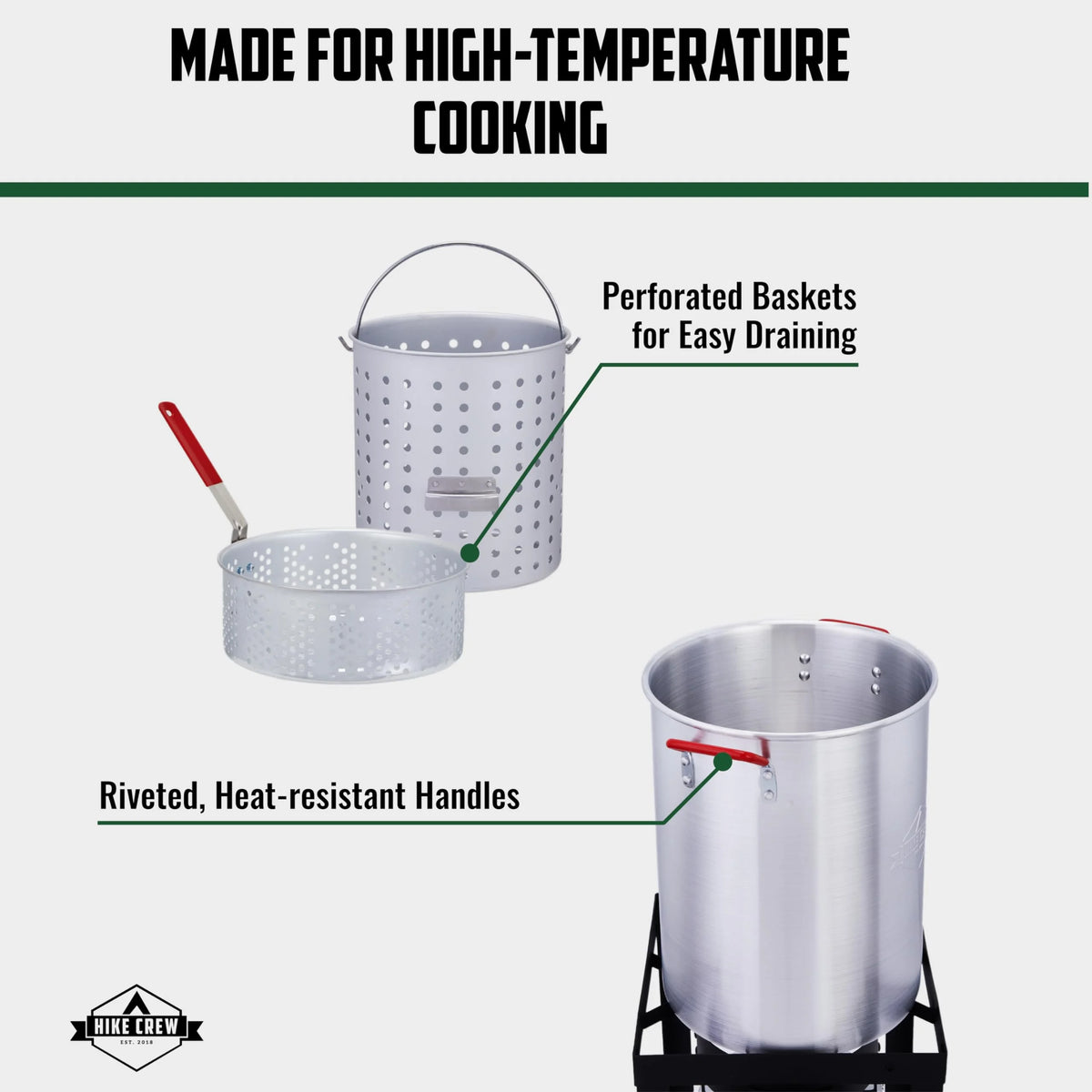Hike Crew 14-Piece Outdoor Turkey Fryer Kit W/30Qt Boiler Pot, 10Qt Turkey Fryer Pot, Stand & More