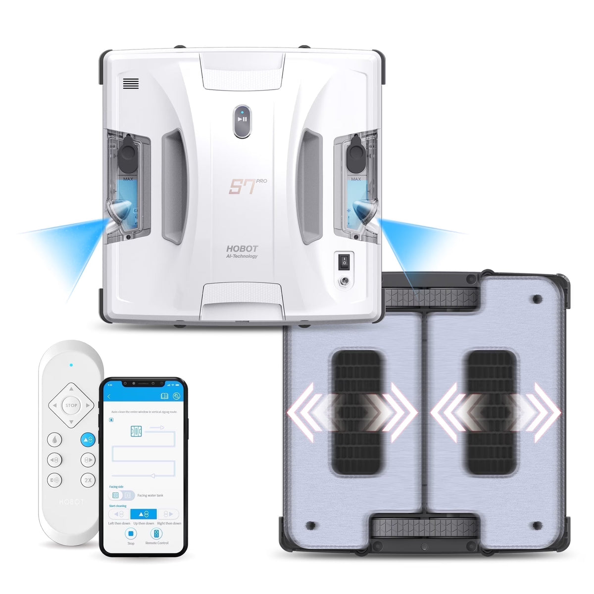 HOBOT S7 Pro Dual Mop Polish Hand Wiping Tec Window Cleaning Robot, App & Remote Control