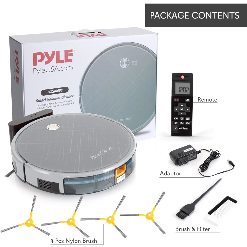 Pure Clean PUCRC660 - Smart Robot Vacuum Cleaner - Robot Cleaning Vacuum with Downloadable App and Remote Control