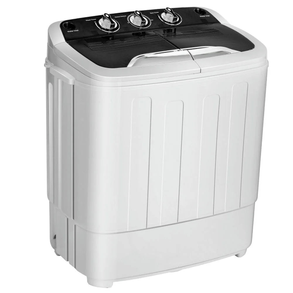 Topcobe 8 Lbs Compact Mini Twin Tub Washing Spiner Machine, Space Saving Washer for Home and Apartment