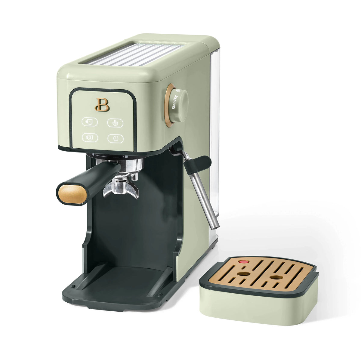 Beautiful Slim Espresso Machine with 20-Bar Pressure, Black Sesame by Drew Barrymore