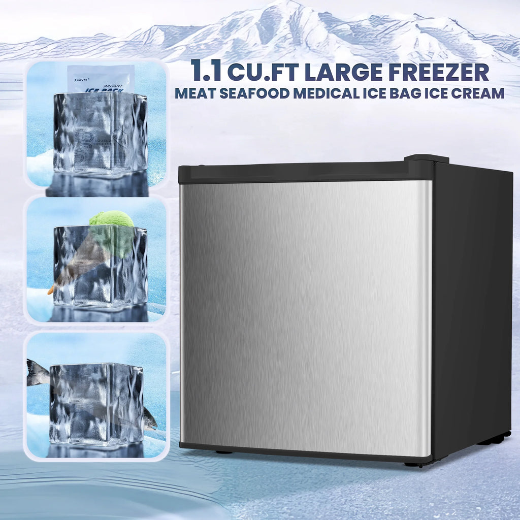 1.7 Cu ft Compact Single Door Refrigerator - Energy Efficient, Reversible Door, Perfect for Home, Office, or Dorm, Black