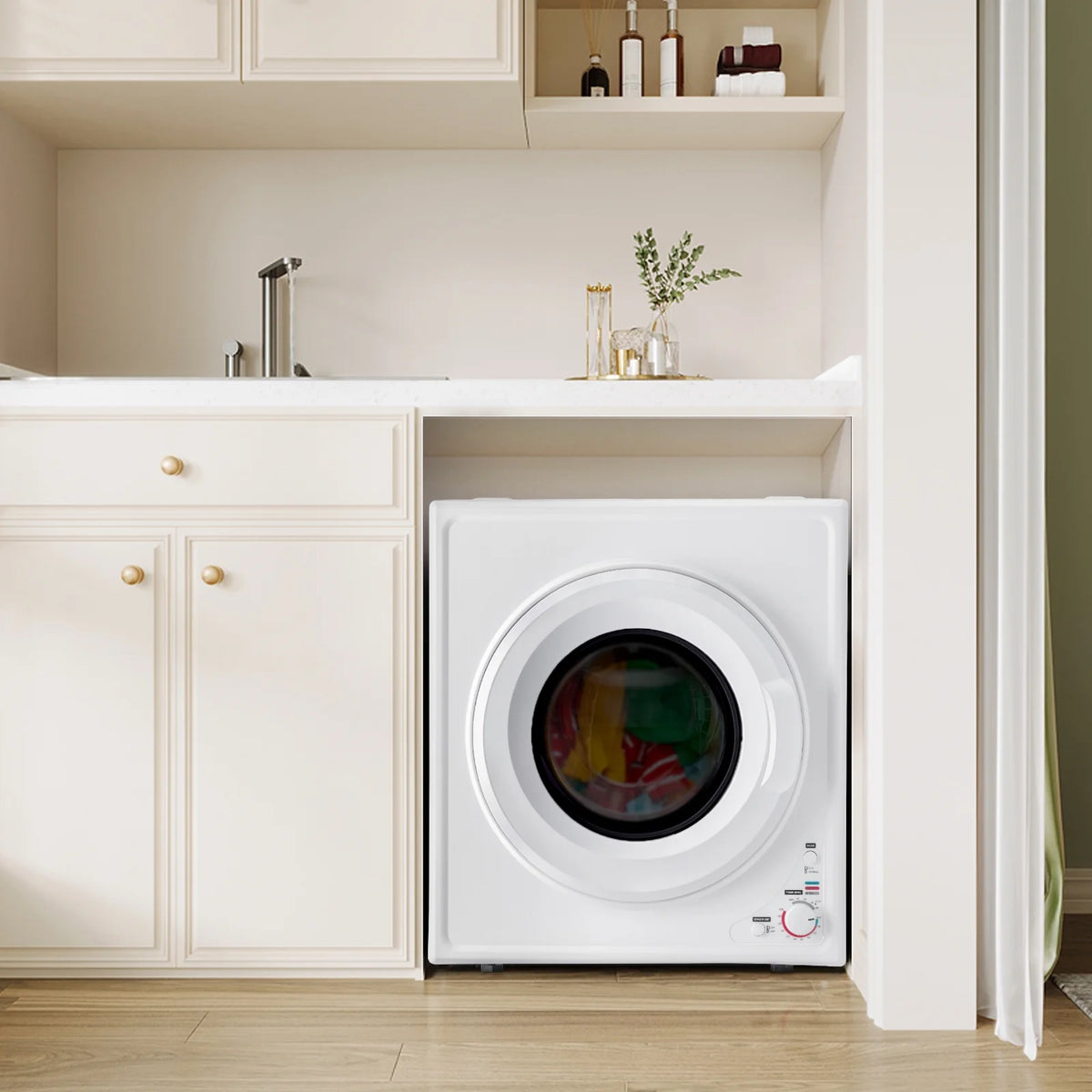 GYJ40-168I1 Compact portable Household clothes Dryer 4KG 2.6CUFT with Stainless Steel Drum White 120V 1400W MECHANICAL Control