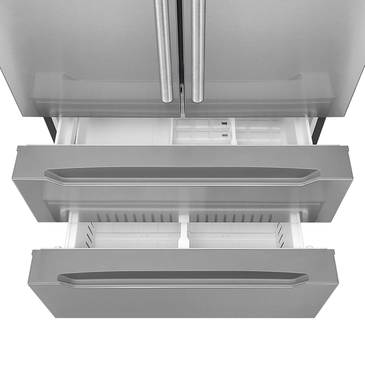 Cosmo 5 Piece Kitchen Appliance Package with 36" Freestanding Gas Range 36" Island Range Hood 24" Built-in Fully Integrated Dishwasher French Door Refrigerator & 48 Bottle Wine Refrigerator