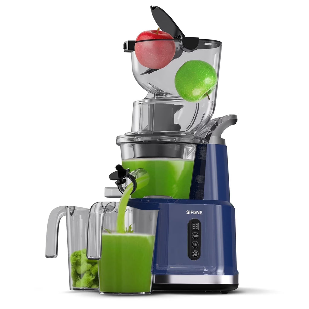 SIFENE 200W Cold Press Juicer Machine for Fruits and Vegetables, Masticating Juice Maker with 83mm Wide Chute, High Yield, Easy Clean, Gray